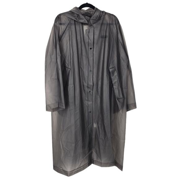 Big Hit Entertainment Nordstrom Black Trench Long Raincoat Poncho NWT One Size - Picture 1 of 6